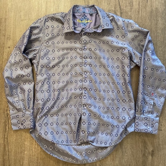 ROBERT Graham Luxury Dress Shirt Blue and White Pattern Size XL - Picture 10 of 10